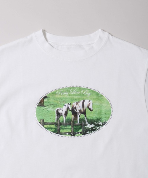セール】ラインストーンホースプリントTシャツ（Tシャツ