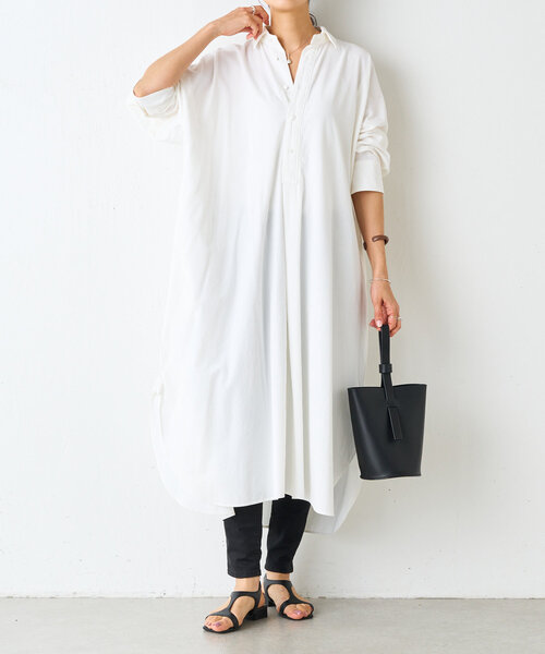 BEARDSLEY（ビアズリー）の「ドライオックスシャツワンピース（ワンピース・レディース・ホワイト・FREE）」の12枚目の写真