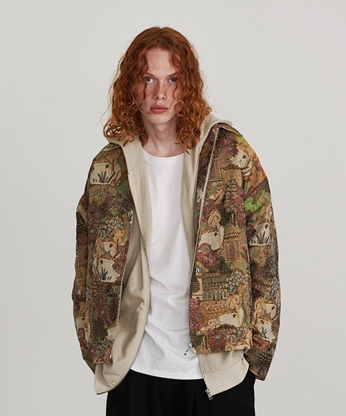 Revo.（レボ）の「Revo. 風景画 ジャガード 総柄 ゴブランジャケット（ブルゾン・メンズ・グレー/ブルー/ブラウン・1/2）」の8枚目の写真