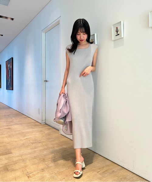【新品】JUSGLITTY フレンチリブワンピース JUSGLITTY（ジャスグリッティー）の「フレンチラメリブ