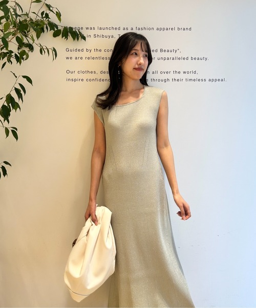 JUSGLITTY ジャスグリッティー　フレンチラメリブワンピース　ミント JUSGLITTY（ジャスグリッティー）の「フレンチラメリブ
