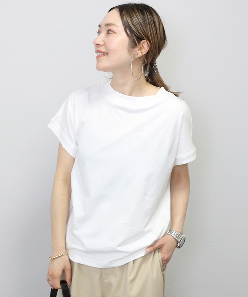 Aletta vita(アレッタビータ)の「リブ使いオーガニックコットンドルマンプルオーバー(Tシャツ/カットソー・レディース・ブラック/オフホワイト/グレイッシュベージュ・FREE)」の13枚目の写真