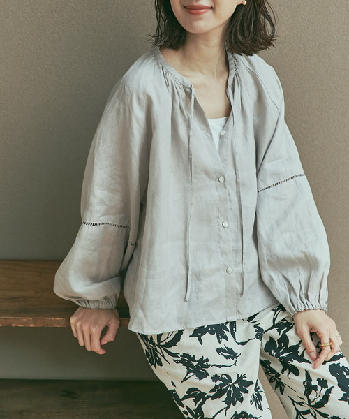 リネンハシゴレースブラウス　DOORS 楽天市場】【SALE／20%OFF】リネンハシゴレースブラウス URBAN