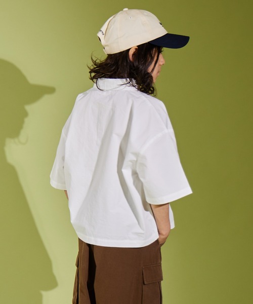 PAIRMANON STREET（ペアマノンストリート）の「【PAIRMANON STREET】くま刺繍 ベア刺繍入り 半袖 シャツ 無地 ストライプ（シャツ/ブラウス・キッズ・ブラック/ホワイト/ブルー・120/90/160/100/140/110/150/130）」の13枚目の写真