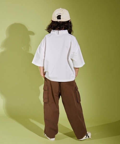 PAIRMANON STREET（ペアマノンストリート）の「【PAIRMANON STREET】くま刺繍 ベア刺繍入り 半袖 シャツ 無地 ストライプ（シャツ/ブラウス・キッズ・ブラック/ホワイト/ブルー・120/90/160/100/140/110/150/130）」の14枚目の写真