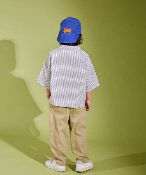 PAIRMANON STREET（ペアマノンストリート）の「【PAIRMANON STREET】くま刺繍 ベア刺繍入り 半袖 シャツ 無地 ストライプ（シャツ/ブラウス・キッズ・ブラック/ホワイト/ブルー・120/90/160/100/140/110/150/130）」の22枚目の写真