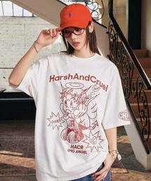 HARSH AND CRUEL Tシャツ 半袖 エンジェル サークルロゴ 大人気 A'GEM/9 × .kom『Harsh and Cruel/ハーシュアンドクルーエル