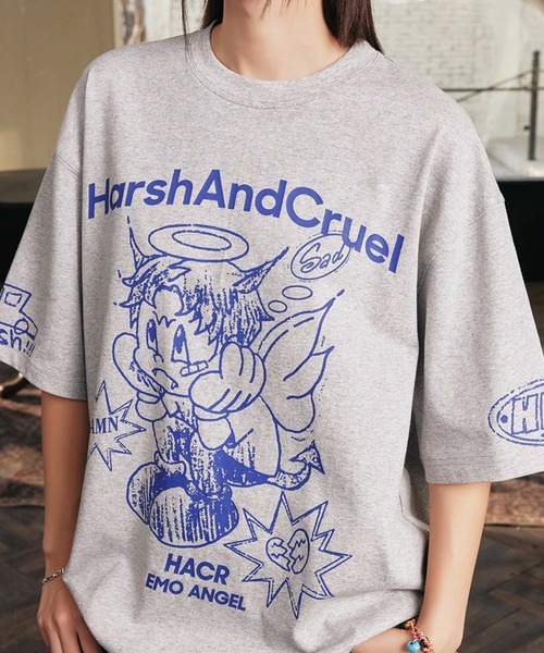 HARSH AND CRUEL（ハーシュアンドクルーエル）の「ストリートエンジェルグラフィックTシャツ オーバーサイズ ユニセックス HC25S2TP12【Harsh and Cruel】（Tシャツ/カットソー・メンズ・ホワイト/グレー/ブルー・L/M/XL）」の10枚目の写真