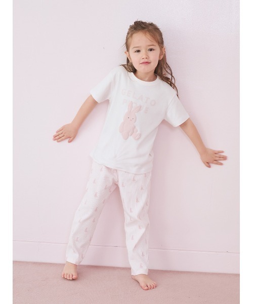 ジェラートピケ　ぬいぐるみ柄ワンピース　ロングパンツ（OWHT-F）ルームウェア KIDS】ぬいぐるみ柄ロングパンツ（ルームウェア/パジャマ）｜gelato