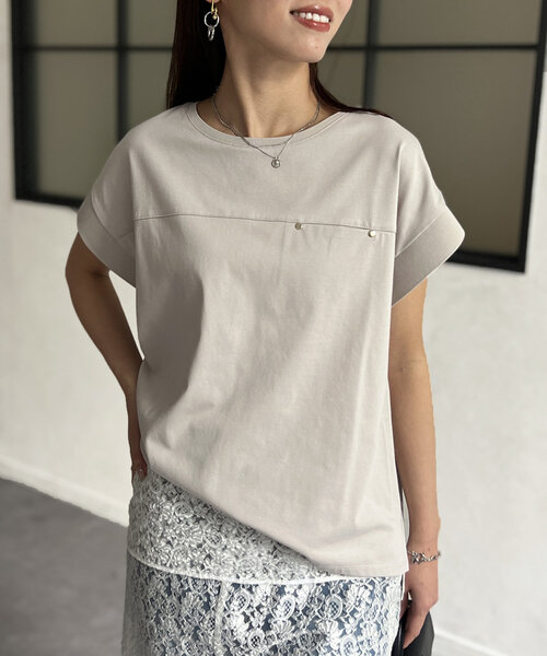 Chez toi（シェトワ）の「袖口リブフレンチT（Tシャツ/カットソー・レディース・オフホワイト/ブラック/グレイッシュベージュ/オリーブ・FREE）」の22枚目の写真