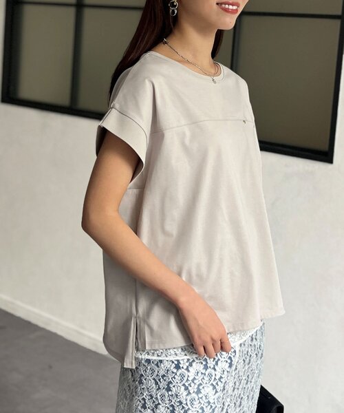 Chez toi（シェトワ）の「袖口リブフレンチT（Tシャツ/カットソー・レディース・オフホワイト/ブラック/グレイッシュベージュ/オリーブ・FREE）」の21枚目の写真