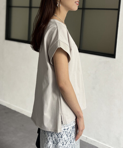 Chez toi（シェトワ）の「袖口リブフレンチT（Tシャツ/カットソー・レディース・オフホワイト/ブラック/グレイッシュベージュ/オリーブ・FREE）」の20枚目の写真