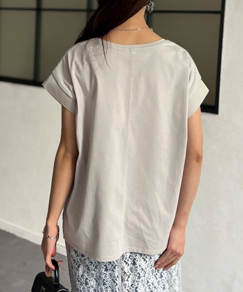 Chez toi（シェトワ）の「袖口リブフレンチT（Tシャツ/カットソー・レディース・オフホワイト/ブラック/グレイッシュベージュ/オリーブ・FREE）」の19枚目の写真