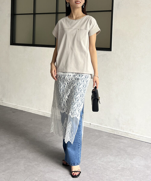 Chez toi（シェトワ）の「袖口リブフレンチT（Tシャツ/カットソー・レディース・オフホワイト/ブラック/グレイッシュベージュ/オリーブ・FREE）」の18枚目の写真