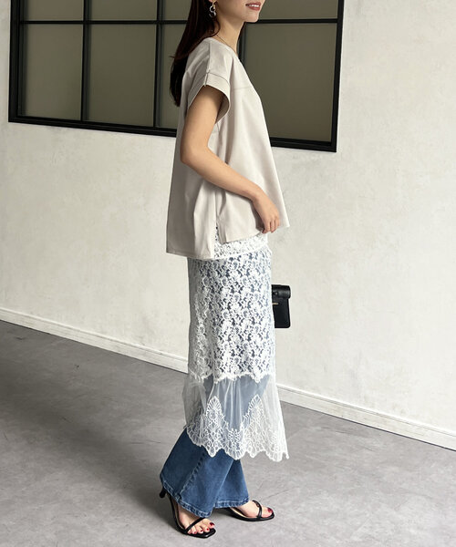 Chez toi（シェトワ）の「袖口リブフレンチT（Tシャツ/カットソー・レディース・オフホワイト/ブラック/グレイッシュベージュ/オリーブ・FREE）」の16枚目の写真