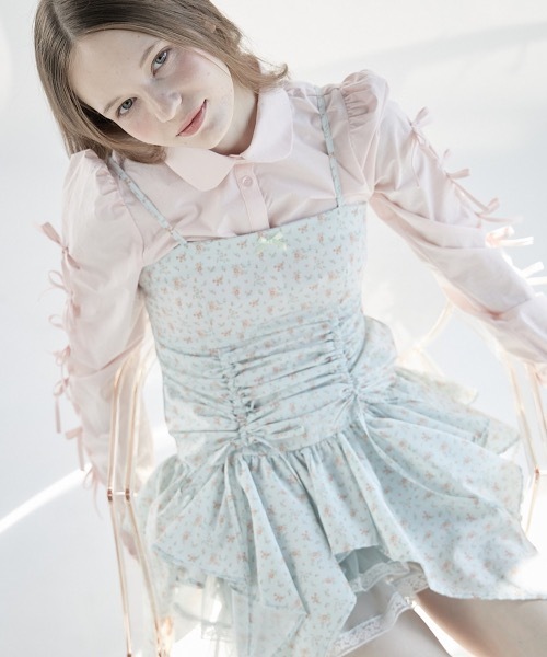 lilLilly（リルリリー）の「サイドリボンシャツ（シャツ/ブラウス・レディース・ピンク/ホワイト/ブルー・FREE）」の10枚目の写真