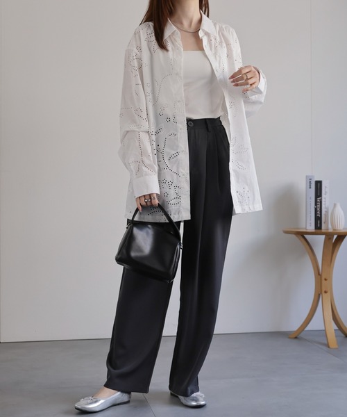 CREARE -LINO-（クレアーレリノ）の「〈ユニセックス商品〉フラワーカットワークシャツ（シャツ/ブラウス・メンズ・ブラック/カーキ/ホワイト・M/L）」の18枚目の写真
