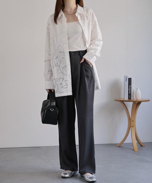 CREARE -LINO-（クレアーレリノ）の「〈ユニセックス商品〉フラワーカットワークシャツ（シャツ/ブラウス・メンズ・ブラック/カーキ/ホワイト・M/L）」の21枚目の写真