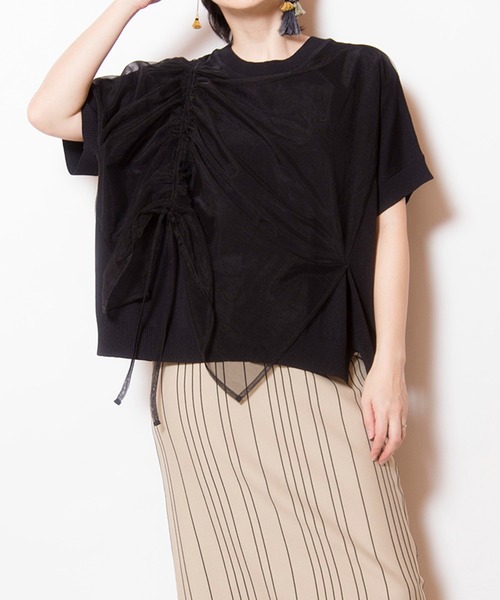 OSMOSIS(オズモーシス)の「ドロストチュールニットプルオーバー(ニット/セーター・レディース・ブラック/ブラック系その他/ブルー系その他・ONE SIZE)」の2枚目の写真