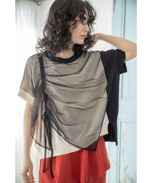 OSMOSIS(オズモーシス)の「ドロストチュールニットプルオーバー(ニット/セーター・レディース・ブラック/ブラック系その他/ブルー系その他・ONE SIZE)」の9枚目の写真