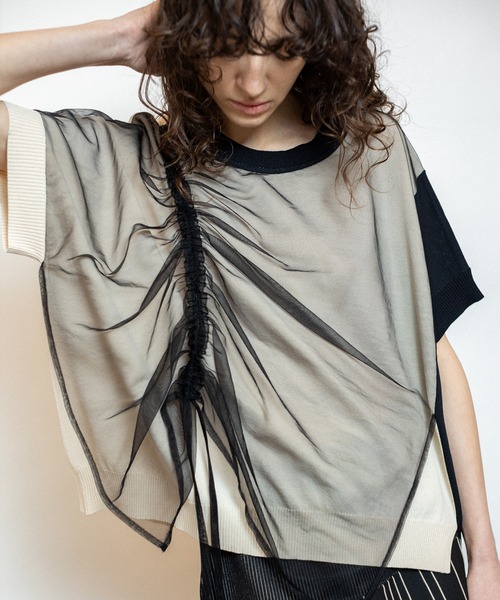 OSMOSIS(オズモーシス)の「ドロストチュールニットプルオーバー(ニット/セーター・レディース・ブラック/ブラック系その他/ブルー系その他・ONE SIZE)」の14枚目の写真