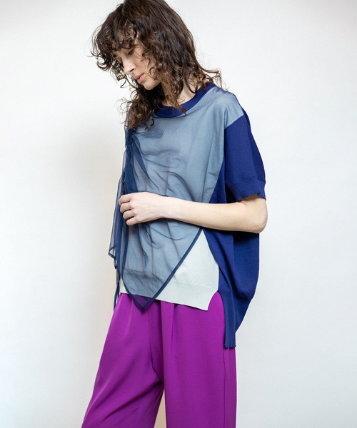 OSMOSIS(オズモーシス)の「ドロストチュールニットプルオーバー(ニット/セーター・レディース・ブラック/ブラック系その他/ブルー系その他・ONE SIZE)」の20枚目の写真