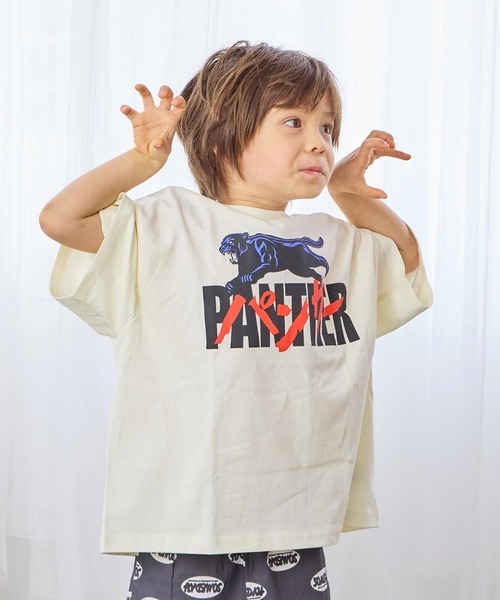 Life Support Products（ライフサポートプロダクツ）の「ジャパニーズプリントワイドTee（Tシャツ/カットソー・キッズ・イエロー/ブラック/アイボリー/杢グレー/ブルー/オフホワイト・100/150/140/120/110/130/80/90/95）」の2枚目の写真