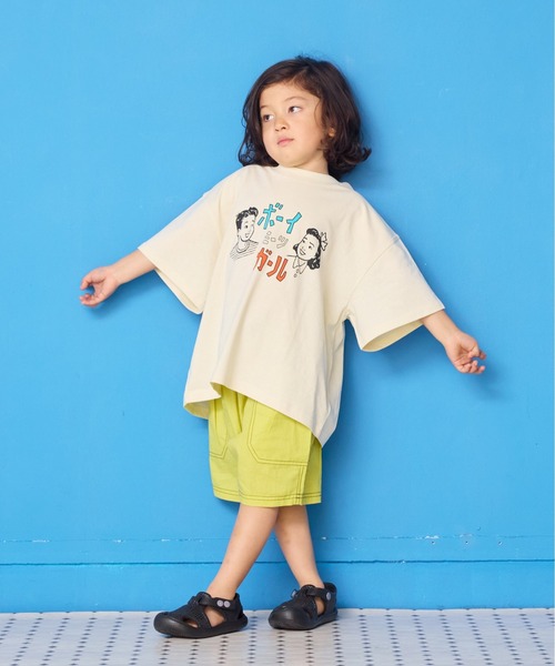 Life Support Products（ライフサポートプロダクツ）の「ジャパニーズプリントワイドTee（Tシャツ/カットソー・キッズ・イエロー/ブラック/アイボリー/杢グレー/ブルー/オフホワイト・100/150/140/120/110/130/80/90/95）」の16枚目の写真