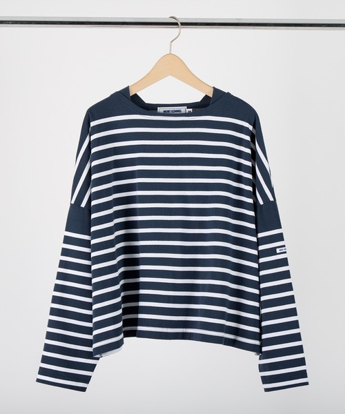 MONT KEMMEL(モンケメル)の「MONT KEMMEL ワイドバスクボーダーシャツ(Tシャツ/カットソー・レディース・ホワイト/ブラック/ネイビー/ピンク/ブルー・36)」の3枚目の写真