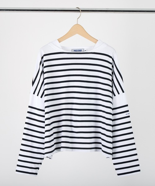 MONT KEMMEL(モンケメル)の「MONT KEMMEL ワイドバスクボーダーシャツ(Tシャツ/カットソー・レディース・ホワイト/ブラック/ネイビー/ピンク/ブルー・36)」の1枚目の写真