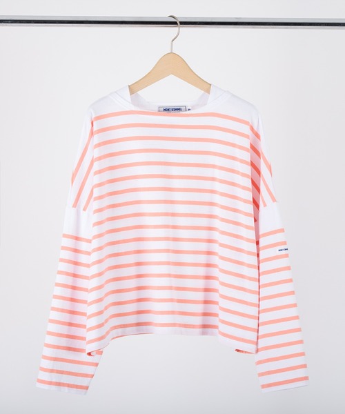 MONT KEMMEL(モンケメル)の「MONT KEMMEL ワイドバスクボーダーシャツ(Tシャツ/カットソー・レディース・ホワイト/ブラック/ネイビー/ピンク/ブルー・36)」の5枚目の写真