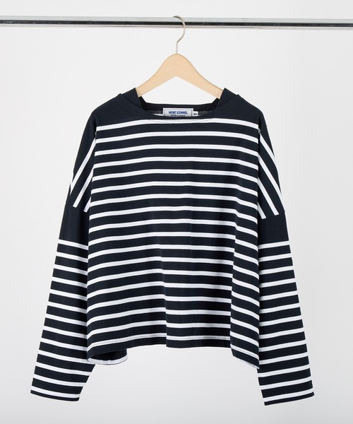 MONT KEMMEL(モンケメル)の「MONT KEMMEL ワイドバスクボーダーシャツ(Tシャツ/カットソー・レディース・ホワイト/ブラック/ネイビー/ピンク/ブルー・36)」の2枚目の写真