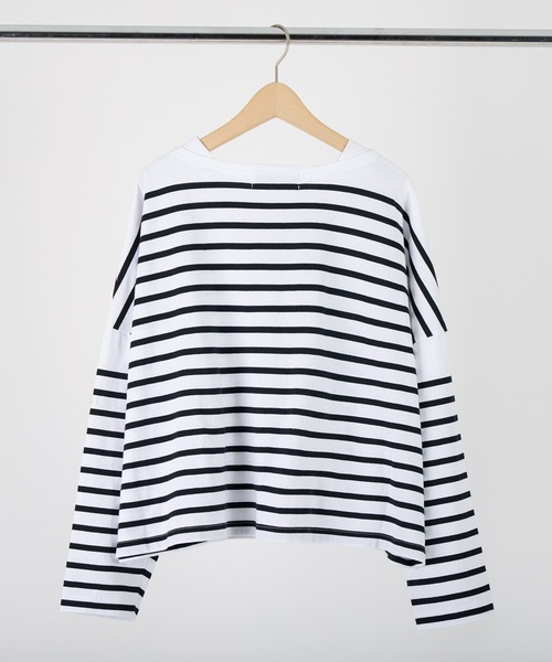 MONT KEMMEL(モンケメル)の「MONT KEMMEL ワイドバスクボーダーシャツ(Tシャツ/カットソー・レディース・ホワイト/ブラック/ネイビー/ピンク/ブルー・36)」の6枚目の写真