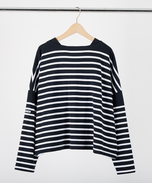 MONT KEMMEL(モンケメル)の「MONT KEMMEL ワイドバスクボーダーシャツ(Tシャツ/カットソー・レディース・ホワイト/ブラック/ネイビー/ピンク/ブルー・36)」の7枚目の写真