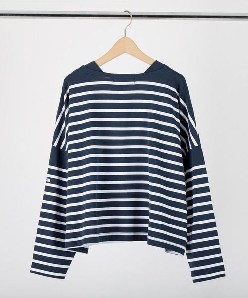 MONT KEMMEL(モンケメル)の「MONT KEMMEL ワイドバスクボーダーシャツ(Tシャツ/カットソー・レディース・ホワイト/ブラック/ネイビー/ピンク/ブルー・36)」の8枚目の写真