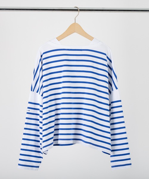 MONT KEMMEL(モンケメル)の「MONT KEMMEL ワイドバスクボーダーシャツ(Tシャツ/カットソー・レディース・ホワイト/ブラック/ネイビー/ピンク/ブルー・36)」の9枚目の写真