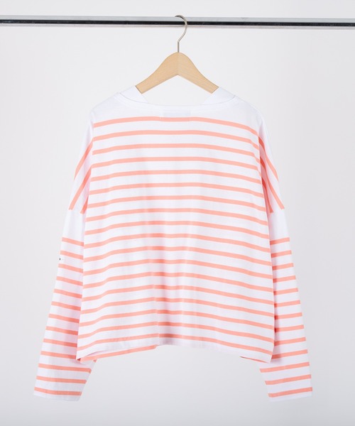 MONT KEMMEL(モンケメル)の「MONT KEMMEL ワイドバスクボーダーシャツ(Tシャツ/カットソー・レディース・ホワイト/ブラック/ネイビー/ピンク/ブルー・36)」の10枚目の写真