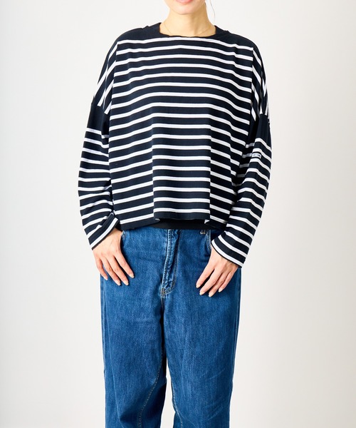 MONT KEMMEL(モンケメル)の「MONT KEMMEL ワイドバスクボーダーシャツ(Tシャツ/カットソー・レディース・ホワイト/ブラック/ネイビー/ピンク/ブルー・36)」の16枚目の写真