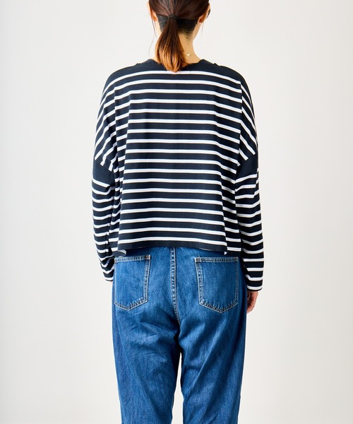 MONT KEMMEL(モンケメル)の「MONT KEMMEL ワイドバスクボーダーシャツ(Tシャツ/カットソー・レディース・ホワイト/ブラック/ネイビー/ピンク/ブルー・36)」の17枚目の写真