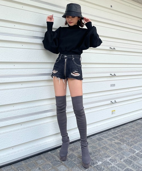 フルジップデニムショートパンツ（デニムパンツ）｜SPIRALGIRL
