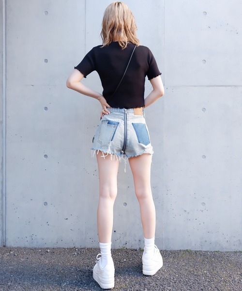フルジップデニムショートパンツ（デニムパンツ）｜SPIRALGIRL