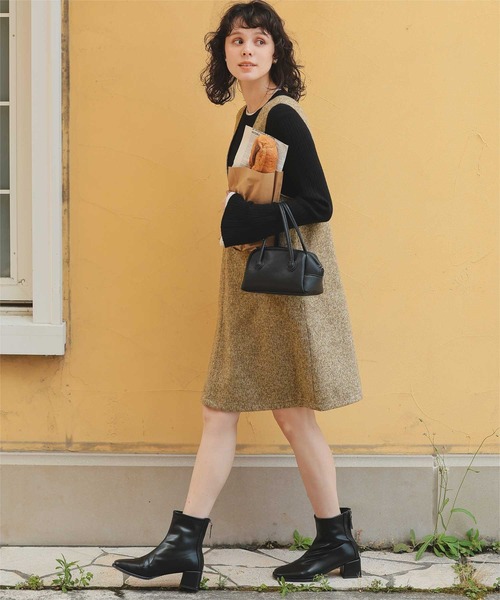 titivate（ティティベイト）の「Vネックツイードショートジャンパースカート（ジャンパースカート・レディース・ブラック/ライトブラウン/グレー・M/S/L）」の22枚目の写真