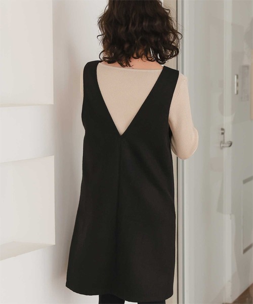 titivate（ティティベイト）の「Vネックツイードショートジャンパースカート（ジャンパースカート・レディース・ブラック/ライトブラウン/グレー・M/S/L）」の5枚目の写真