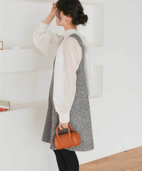 titivate（ティティベイト）の「Vネックツイードショートジャンパースカート（ジャンパースカート・レディース・ブラック/ライトブラウン/グレー・M/S/L）」の18枚目の写真