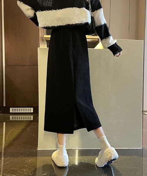 2ly2（トゥーリートゥー）の「ナチュラル可愛い◎無地ミモレスカート（スカート・レディース・ブラック/ブラウン/ベージュ・F）」の9枚目の写真
