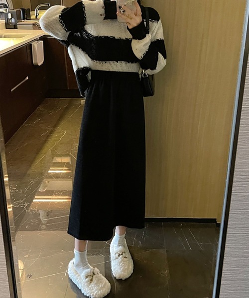 2ly2（トゥーリートゥー）の「ナチュラル可愛い◎無地ミモレスカート（スカート・レディース・ブラック/ブラウン/ベージュ・F）」の11枚目の写真
