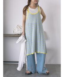 ehka sopo | 配色透かし編みキャミワンピース(ワンピース)