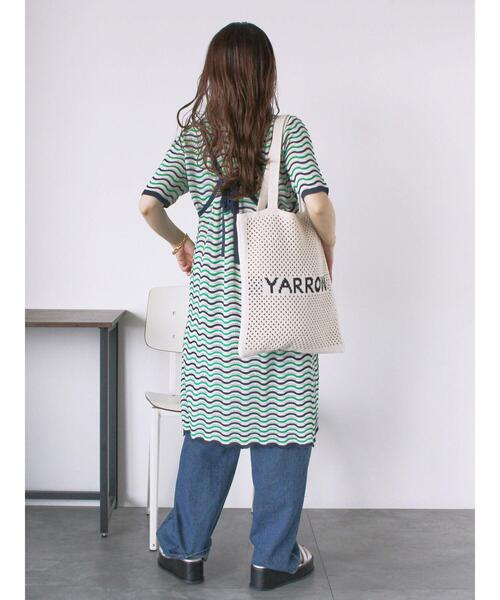 ehka sopo（エヘカソポ）の「配色透かし編みキャミワンピース（ワンピース・レディース・サックスブルー/オレンジ/オフホワイト・F）」の8枚目の写真