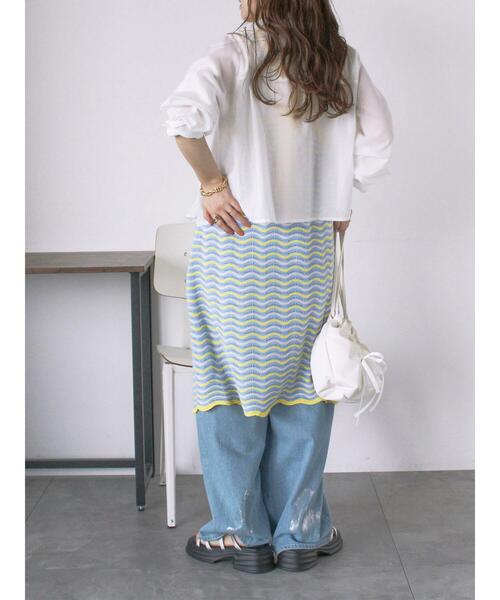 ehka sopo（エヘカソポ）の「配色透かし編みキャミワンピース（ワンピース・レディース・サックスブルー/オレンジ/オフホワイト・F）」の19枚目の写真