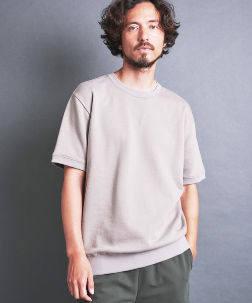 Magine（マージン）の「CTN RIB SWEAT TEE S/S:コットン 半袖スウェット TEE（Tシャツ/カットソー・メンズ・ブラック/ホワイト/グレー/ネイビー/グレイッシュベージュ・44/46/48）」の5枚目の写真